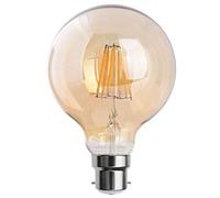 Globe 80 LED Vintage Light Bulb Filament Globe Edison Style B22 2800K Warm White Long Filament,Brown LED Bulb,Smoked Gold Glass B22 Edison LED Bulb 8W Energy Class A+