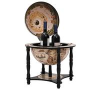 Globe Bar Black Solid Wood Eucalyptus 42 x 42 x 57 cm with Bottle Shelf and Glass Holder, Wine Cabinet and Drinks Cabinet for Living Room, Dining Room, Kitchen, Party Room, Storage Space and Home Bar
