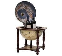 Globe Bar Brown Made of Solid Eucalyptus Wood 42 x 42 x 57 cm with Storage Space for Bottles and Glasses, Wine Rack and Drinks Cabinet for Living Room, Dining Room, Party Room