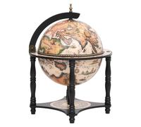 Globe Bar Wine Stand Brown Solid Eucalyptus Wood 42x42x57cm Vintage Map Exterior
