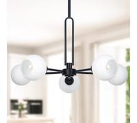 Globe Chandelier Pendant Lighting, Gold Large Semi-Flush Ceiling Light Fixture with Clear Glass, Dining Room Light Fixture for Room