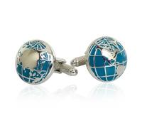 Globe Cufflinks - Onyx Art CK693 Earth World Map Traveler Gift In Premier Life Packaging
