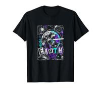 Globe Earth Cosmic Universe Space Text Style Value Graphic T-Shirt, Men, Black, XL