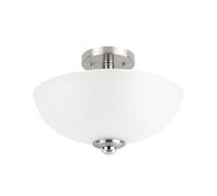 Globe Electric Hudson 2 Semi-Flush Mount Ceiling Light, Brushed Nickel and Chrome Finish, Frosted Glass Shade 63357, Metal, 60 W