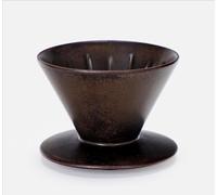 Globe Faith Ceramic Pour Over Coffee Dripper, Retro Cone Home Filter Coffee Maker, Portable Mini Manual Hand Drip Coffee Brewer for Camping, Travel Office Family, 1-2Cups (Antique Copper Brown)
