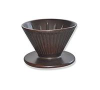 globe faith Pottery Pour Over Coffee Maker, Ceramic Cone Filter Hand Drip Coffee Dripper, Reusable Stoneware Pourover Coffee Brewer, Size 02 (Rustic Chocolate Brown)