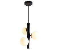 Globe Glass Hanging Chaner 3-Light Cluster Pendant Lamp, Mid Century Glass Ball Suspended Lighting Fixtures G9 Droplights for Kitchen Island Dining Room Bedroom (Svart)
