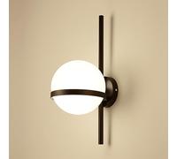 Globe Glass Wall Sconce Modern Bedside Mount Lamp Nordic Bathroom Vanity Lighting Milk White Shade, d/Black Contemporary Hardwired Metal Light Fixture, G9 Socket