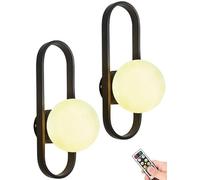 Globe Gold Wall Sconces Set of 2 Battery Operated with Remote,Indoor No Wring Dimmable Wall Lights Fixture,Modern Wirelss Glass Wall Lighting Brass Wall Lamp for Bedroom Living Room Bathroom (Color :