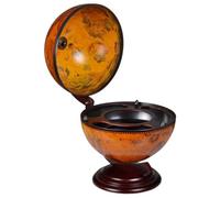 Globe Mini Bar Eucalyptus Wood Bottle Rack, Rotating Home Bar with Wine Rack and Glass Holder, Stylish Drink Cabinet Storage for Living Room, Dining Room, Kitchen and Party Room
