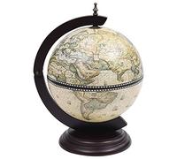 Globe Minibar Bottle Rack Made of Eucalyptus Wood Green with Rotating Bar, Wine Rack and Glass Holder, 38 x 33 x 48 cm, Storage Space for Drinks, Ideal Home Bar for Living Room and Party Room
