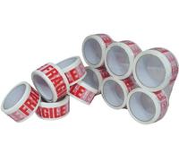 Globe Packaging 36 Rolls of Low Noise Fragile Packing Tape 48mm x 66M