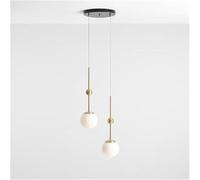 Globe Pendant Light - 3 White Milk Glass Ceiling Lamps, Farmhouse Chandelier with Bubble Ball Design, Vintage Lighting Fixture for Home Décor