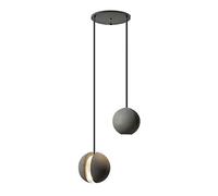 Globe Pendant Lights Kitchen Island, 2 Light Mini Concrete Chandelier Industrial Cement Pendant Light, Minimalist Moon Shaped LED Ceiling Hanging Lamp for Bedroom Restaurant