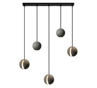 Globe Pendant Lights Kitchen Island, 5 Light Mini Concrete Chandelier Industrial Cement Pendant Light, Minimalist Moon Shaped LED Ceiling Hanging Lamp for Bedroom Restaurant