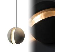 Globe Pendant Lights Kitchen Island, Mini Concrete Pendant Light Industrial Cement Chandelier, Minimalist Moon Shaped LED Ceiling Hanging Lamp for Bedroom Restaurant