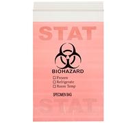 Globe Scientific 4950A Polyethylene STAT Specimen Transport Bag with Score Line and Zipper Closure, Red Tint, 6" Width, 9" Length (Case of 1000)