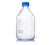 Globe Scientific Globe Glass Media Bottle, 8102000, 2000mL, GL45 Screw Cap, 3.3 Borosilicate Glass, Dual Graduations, 10/Box