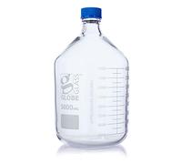 Globe Scientific Globe Glass Media Bottle, 8105000, 5000mL, GL45 Screw Cap, 3.3 Borosilicate Glass, Dual Graduations, 10/Box