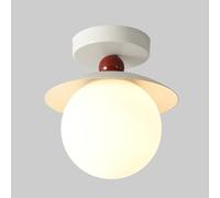 Globe Semi Flush Mount Ceiling Light Fixture Hallway Ceiling Light Fixture, Modern Close to Ceiling Mount Light 7.8In Glass Ceiling Light Fixtures for Porch Entryway/Red