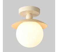Globe Semi Flush Mount Ceiling Light Fixture Hallway Ceiling Light Fixture, Modern Close to Ceiling Mount Light 7.8In Glass Ceiling Light Fixtures for Porch Entryway/Beige