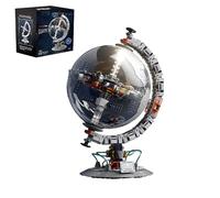 Globe Space Station Building Blocks Set, 360° Rotating Globe Model Block with Lights, Space Planet Station Building Kits, Collectible World Map Globe Model, Gift for Adult Teens Kids and Space Fans
