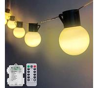 Globe String Lights Battery Powered, 7ft 10 LED Shatterproof Edison G50 with Remote Timer, Waterproof Outdoor Indoor String Lights for Garden Porch Patio Camping Party Decoration