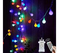 Globe String Lights Mains Powered, 20M/65ft 200 LED Fairy Lights Plug in Waterproof, 8 Modes Outdoor Lights for Patio, Bedroom, Party, Festival,Christmas Decorations (Multi-Coloured)