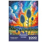 Globe Thistle Flower Jigsaw Puzzles Adults Fun 1000 Piece Plant Toy Intellectual Game Stress Relief Decoration Education Game Relaxation And Intelligence 38x26cm/1000pcs