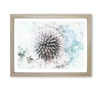 Globe Thistle In Abstract Modern Art Framed Print | A3 Oak Framed Wall Art | Ready to Hang | Abstract Map Picture | Living Room Bedroom Lounge Office
