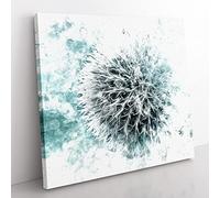 Globe Thistle Watercolour Modern Canvas Wall Art Print Ready to Hang, Framed Picture for Living Room Bedroom Home Office Décor, 50x50 cm (20x20 Inch)