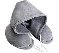 Globe Trek Soft Comfortable Hooded Neck Travel Pillow U Shape Airplane Neck Support Cushion with Hoodie