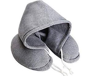 Globe Trek Soft Comfortable Hooded Neck Travel Pillow U Shape Airplane Neck Support Cushion with Hoodie