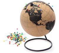 Globe Trekkers - Mini Cork Globe With 50 Different Coloured Push Pins & Durable Stainless Steel Base Great For Mapping Travels & Educational Purposes Does Not Have Plastic Strip Like Most