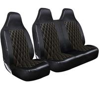 Globe Way - FOR FORD TRANSIT CUSTOM 2013-2023 - QUILTED DIAMOND BLACK LEATHER FRONT DRIVER & PASSENGER SEAT COVERS SET HEAVY DUTY WATERPROOF SEAT PROTECTORS 2+1 SINGLE + DOUBLE