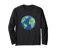 Globe World Map Earth Blue Green Design - World Geography Long Sleeve T-Shirt