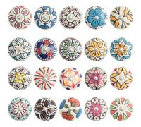 GlobeeCraft Exclusive Hand Painted Ceramic Knobs for Drawers, Cabinets and Kitchen Doors - Vintage Knobs for cupboards. Doorknobs and Draw knobs in a Set of 20 Unique Pieces