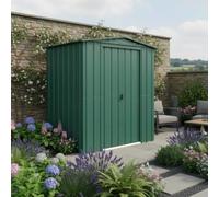 Globel 6 x 4ft 2 Door Green Metal Apex Garden Shed - Size: 4 x 6ft - Wilko