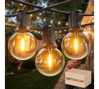 GLOBELIT 150FT Garden Bulb Lights 75+3 G40 Bulbs, IP45 Waterproof Outdoor Festoon Lights, Warm White String Lights with 1000FT Connectable Extension for Patio, Party, Wedding