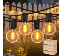 GLOBELIT Outdoor String Lights 2PCS 100FT/30M, G40 Garden Festoon Lights Mains Powered with 100+4 Shatterproof LED Bulbs,Festoon Lights Outdoor for Pergola,Incapable of Interconnecting(2PCS 100FT/30M