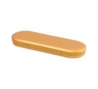 Globellapro 1PCS Oval Metal Tin Box Container, Mini Portable Storage Box with Lids, Empty Metal Storage Containers for Small Item, 17.5x6x1.8cm, Gold