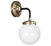 Globen Lighting - Alley 1 Wall Lamp, Antique Brass / White - Brass