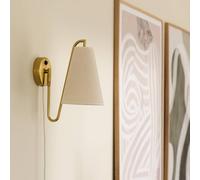 Globen Lighting Wall Light Lou Bouclé, White/Brass, Fabric