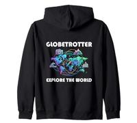 Globetrotter Explore the World - Trip Adventure Motif Zip Hoodie