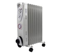 Globewolf Oil Filled Radiator 9 Fin Heater With 24 Hour Timer - Electric 2Kw Free Standing Portable Oil Radiator With Thermostat & Timer - 3