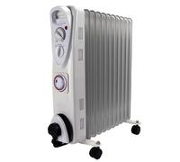 Globewolf Oil Filled Radiator Heater With 24 Hour Timer - Electric 11 Fin 2.5Kw Free Standing Portable Oil Radiator With Thermostat & Timer