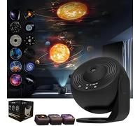 Globing Gunong Night Light, 360° Rotate 12-in-1 Galaxy Projector, Wallfree Skylight Universe Light for Bedroom (Black)
