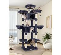 Globlazer Big Cat Tower for Indoor Cats, 80inch Cat Tower for Multiple Adult Cats XXL Cat Tree with Scratching Post, Hammock, 3 Perches, 2 Condos, 2 Hanging Basket, F80, Dark Grey
