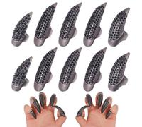 GLOBLELAND 10 Pcs Black Halloween Costume Claws False Nails Ring Set Gothic Punk Finger Rings Crystal Full Finger Nail Ring Bend Fingernail Claw for Women Men Cosplay Party Accessories