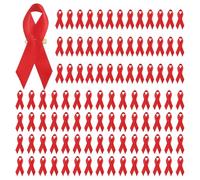 GLOBLELAND 100Pcs Red Ribbons Satin Pins Ribbons With Safety Pins for HIV/AIDS Awareness Prevention DUI Awareness Brooch for Men Women Charity Event Supplies